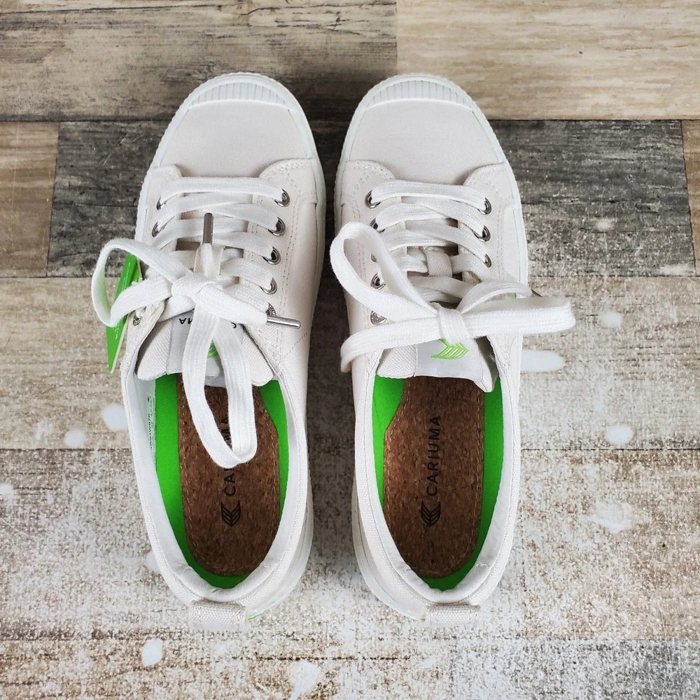 Cariuma OCA‎ Low Womens Shoes Sz 7 Skateboard Off White Canvas Lace Up Sneakers